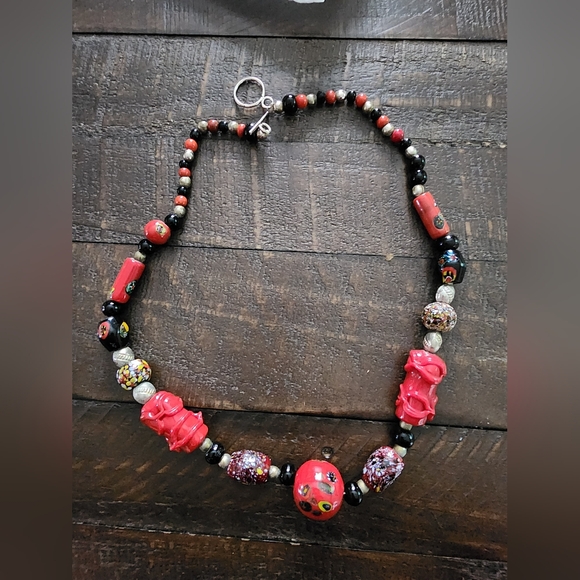 VINTAGE NECKLACE HANDCRAFTED AFRICAN ARTISAN BEADS - Picture 2 of 16